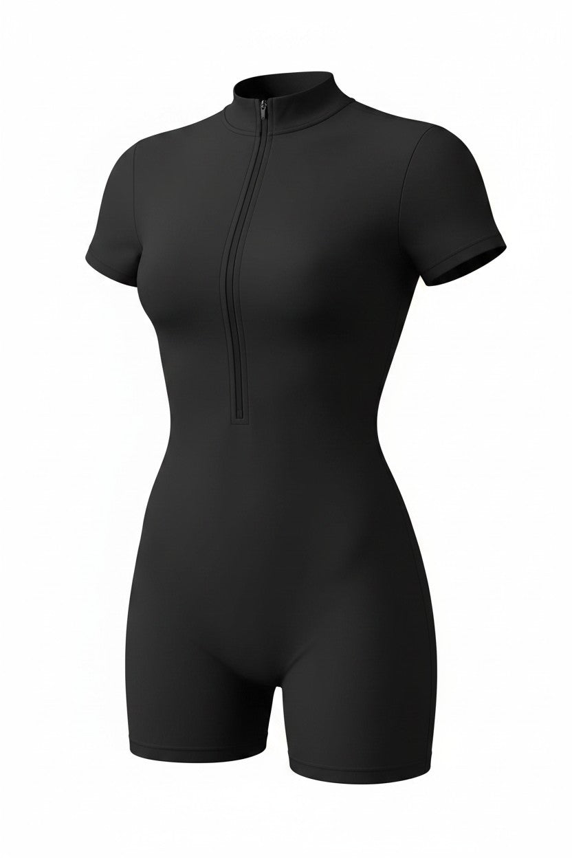 Enterizo Cobertura Estilizada – Negro Absoluto Short