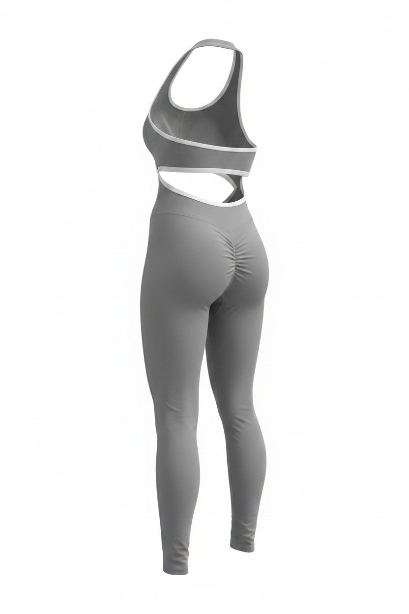 Enterizo Estilizado Halter – Gris Oliva Largo