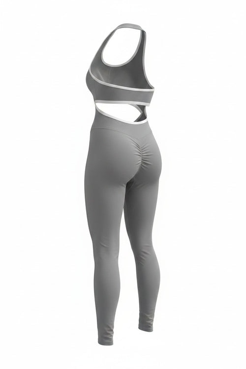 Enterizo Estilizado Halter – Gris Oliva Largo