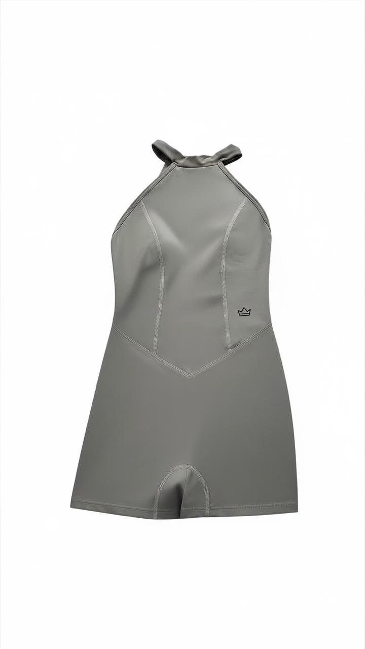 Enterizo Silueta Halter – Gris Oliva